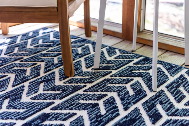 Navy Blue 10' x 14' Sabrina Soto Outdoor Rectangle Area Rug Weather Resistant for Patio, Deck, Terrace, Balcony, Porch Durable Carpet for Exterior Home Design for Sale at Rug Engine