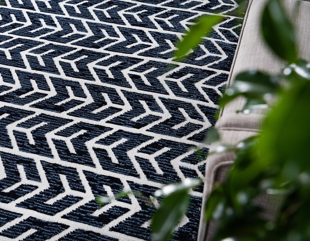 Navy Blue 8' x 11' Sabrina Soto Outdoor Rectangle Area Rug Weather Resistant for Patio, Deck, Terrace, Balcony, Porch Durable Carpet for Exterior Home Design for Sale at Rug Engine