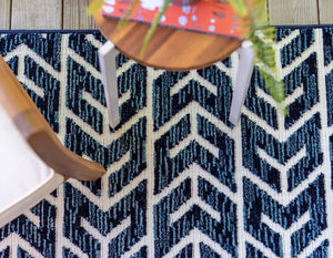 Navy Blue 8' x 10' Sabrina Soto Outdoor Rectangle Area Rug Weather Resistant for Patio, Deck, Terrace, Balcony, Porch Durable Carpet for Exterior Home Design for Sale at Rug Engine