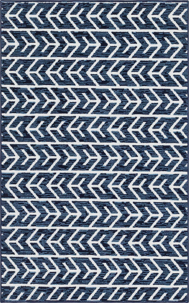 Navy Blue 5' 1 x 8' Sabrina Soto Outdoor Rectangle Area Rug Weather Resistant for Patio, Deck, Terrace, Balcony, Porch Durable Carpet for Exterior Home Design for Sale at Rug Engine