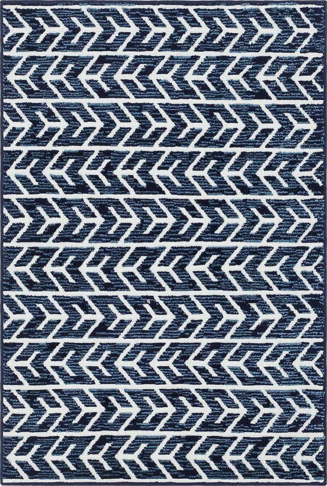 Navy Blue 4' 1 x 6' 1 Sabrina Soto Outdoor Rectangle Area Rug Weather Resistant for Patio, Deck, Terrace, Balcony, Porch Durable Carpet for Exterior Home Design for Sale at Rug Engine