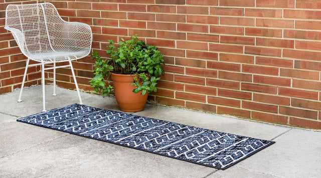 Navy Blue 2' 6 x 13' Sabrina Soto Outdoor Runner Rug