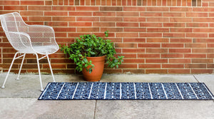 Navy Blue 2' x 8' Sabrina Soto Outdoor Runner Area Rug Weather Resistant for Patio, Deck, Terrace, Balcony, Porch Durable Carpet for Exterior Home Design for Sale at Rug Engine