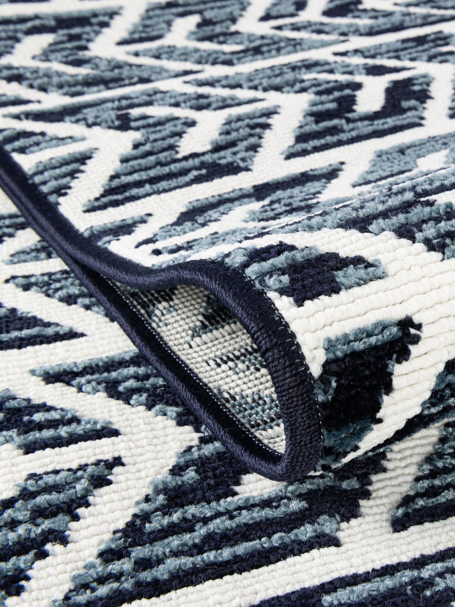 Navy Blue 2' x 6' Sabrina Soto Outdoor Runner Area Rug Weather Resistant for Patio, Deck, Terrace, Balcony, Porch Durable Carpet for Exterior Home Design for Sale at Rug Engine