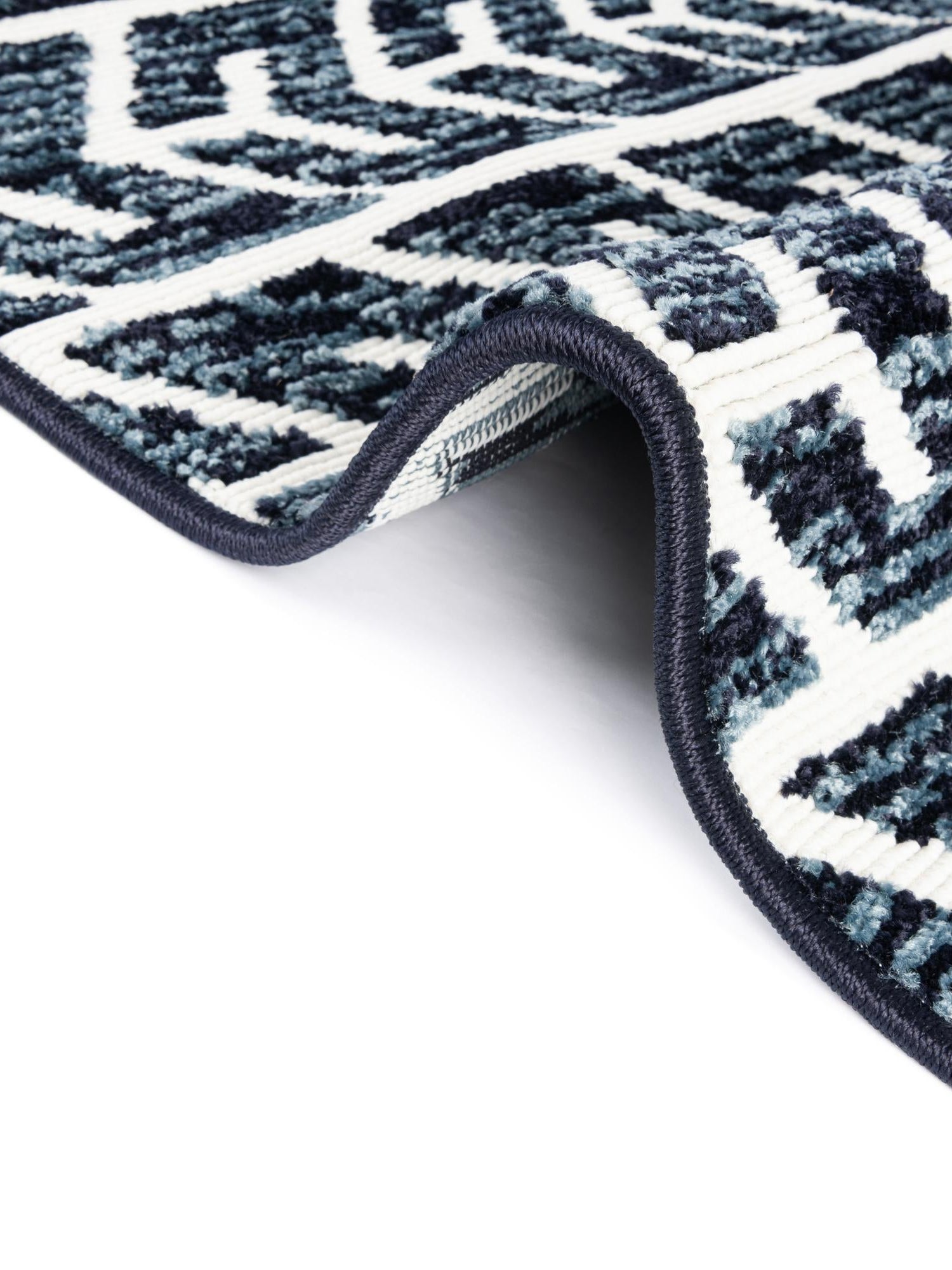 Navy Blue 2' 7 x 10' Sabrina Soto Outdoor Runner Area Rug Weather Resistant for Patio, Deck, Terrace, Balcony, Porch Durable Carpet for Exterior Home Design for Sale at Rug Engine