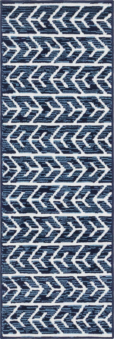 Navy Blue 2' x 6' Sabrina Soto Outdoor Runner Area Rug Weather Resistant for Patio, Deck, Terrace, Balcony, Porch