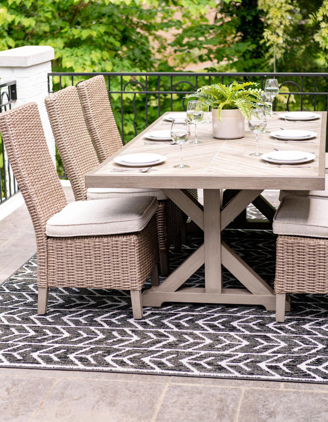 Black 9' x 12' 2 Sabrina Soto Outdoor Rectangle Area Rug Weather Resistant for Patio, Deck, Terrace, Balcony, Porch Durable Carpet for Exterior Home Design for Sale at Rug Engine