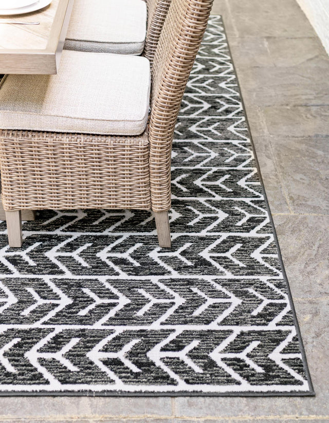 Black 4' 1 x 6' 1 Sabrina Soto Outdoor Rectangle Area Rug Weather Resistant for Patio, Deck, Terrace, Balcony, Porch Durable Carpet for Exterior Home Design for Sale at Rug Engine