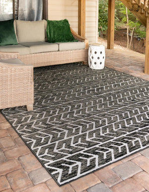 Black 9' x 12' 2 Sabrina Soto Outdoor Rectangle Area Rug Weather Resistant for Patio, Deck, Terrace, Balcony, Porch Durable Carpet for Exterior Home Design for Sale at Rug Engine