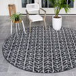 Black 8' x 8' Sabrina Soto Outdoor Round Area Rug Weather Resistant for Patio, Deck, Terrace, Balcony, Porch Durable Carpet for Exterior Home Design for Sale at Rug Engine