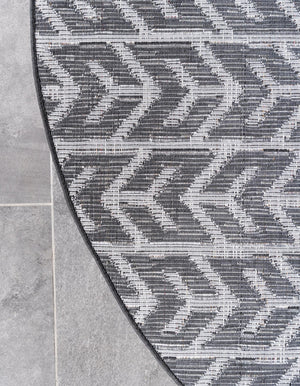 Black 8' x 8' Sabrina Soto Outdoor Round Area Rug Weather Resistant for Patio, Deck, Terrace, Balcony, Porch Durable Carpet for Exterior Home Design for Sale at Rug Engine
