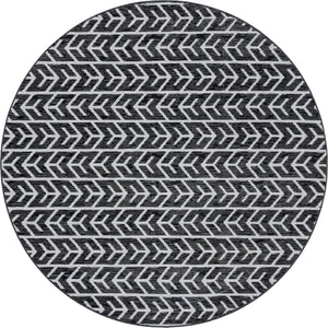 Black 8' x 8' Sabrina Soto Outdoor Round Area Rug Weather Resistant for Patio, Deck, Terrace, Balcony, Porch Durable Carpet for Exterior Home Design for Sale at Rug Engine