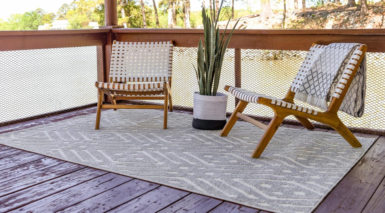 Gray 5' 1 x 8' Sabrina Soto Outdoor Rectangle Area Rug Weather Resistant for Patio, Deck, Terrace, Balcony, Porch Durable Carpet for Exterior Home Design for Sale at Rug Engine
