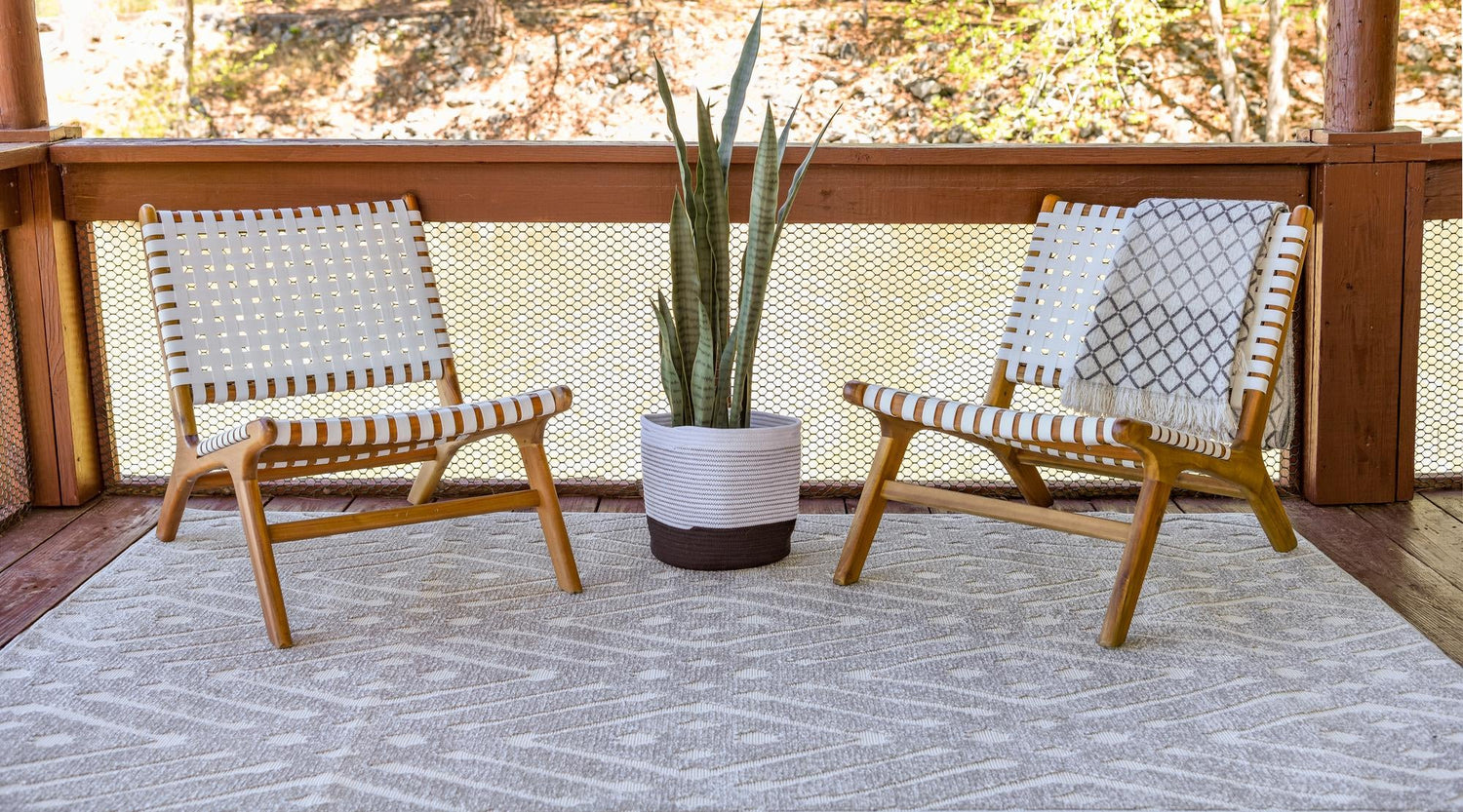 Gray 4' 1 x 6' 1 Sabrina Soto Outdoor Rectangle Area Rug Weather Resistant for Patio, Deck, Terrace, Balcony, Porch Durable Carpet for Exterior Home Design for Sale at Rug Engine