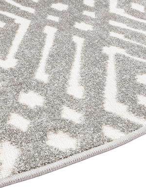 Gray 8' x 8' Sabrina Soto Outdoor Round Area Rug Weather Resistant for Patio, Deck, Terrace, Balcony, Porch Durable Carpet for Exterior Home Design for Sale at Rug Engine