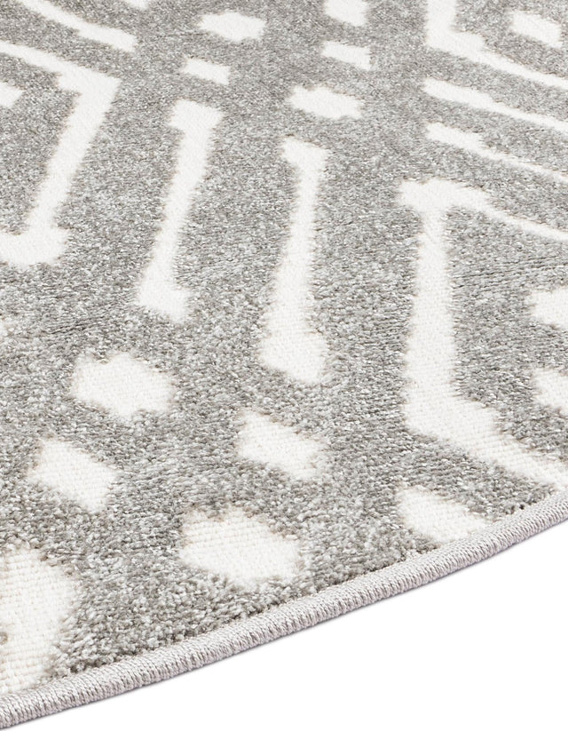 Gray 8' x 8' Sabrina Soto Outdoor Round Area Rug Weather Resistant for Patio, Deck, Terrace, Balcony, Porch Durable Carpet for Exterior Home Design for Sale at Rug Engine