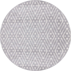 Gray 8' x 8' Sabrina Soto Outdoor Round Area Rug Weather Resistant for Patio, Deck, Terrace, Balcony, Porch Durable Carpet for Exterior Home Design for Sale at Rug Engine