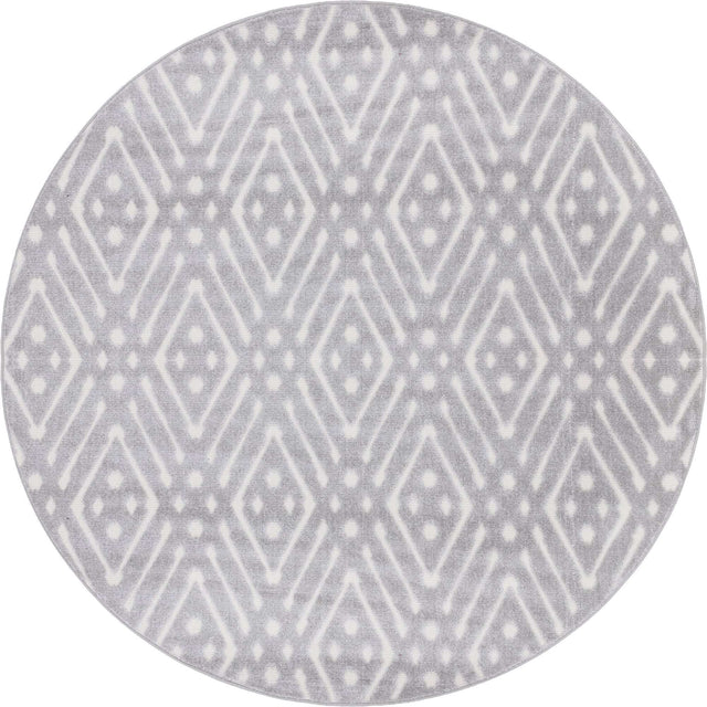 Gray 8' x 8' Sabrina Soto Outdoor Round Area Rug Weather Resistant for Patio, Deck, Terrace, Balcony, Porch Durable Carpet for Exterior Home Design for Sale at Rug Engine