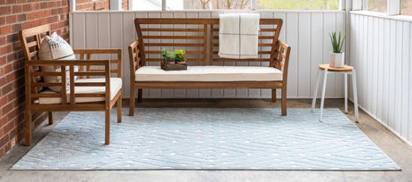 Light Blue 4' 1 x 6' 1 Sabrina Soto Outdoor Rectangle Area Rug Weather Resistant for Patio, Deck, Terrace, Balcony, Porch