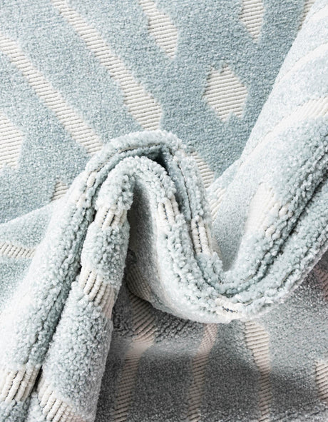 Light Blue 5' 1 x 8' Sabrina Soto Outdoor Rectangle Area Rug Weather Resistant for Patio, Deck, Terrace, Balcony, Porch