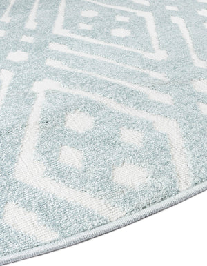 Light Blue 8' x 8' Sabrina Soto Outdoor Round Area Rug Weather Resistant for Patio, Deck, Terrace, Balcony, Porch Durable Carpet for Exterior Home Design for Sale at Rug Engine