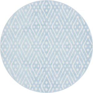 Light Blue 8' x 8' Sabrina Soto Outdoor Round Area Rug Weather Resistant for Patio, Deck, Terrace, Balcony, Porch Durable Carpet for Exterior Home Design for Sale at Rug Engine