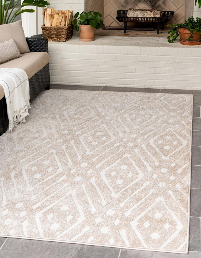 Beige 1' 8 x 1' 8 Sabrina Soto Outdoor Sample Area Rug Weather Resistant for Patio, Deck, Terrace, Balcony, Porch Durable Carpet for Exterior Home Design for Sale at Rug Engine