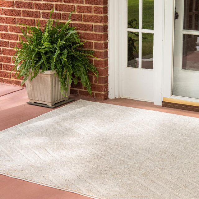 Beige 4' 1 x 6' 1 Sabrina Soto Outdoor Rectangle Area Rug Weather Resistant for Patio, Deck, Terrace, Balcony, Porch Durable Carpet for Exterior Home Design for Sale at Rug Engine