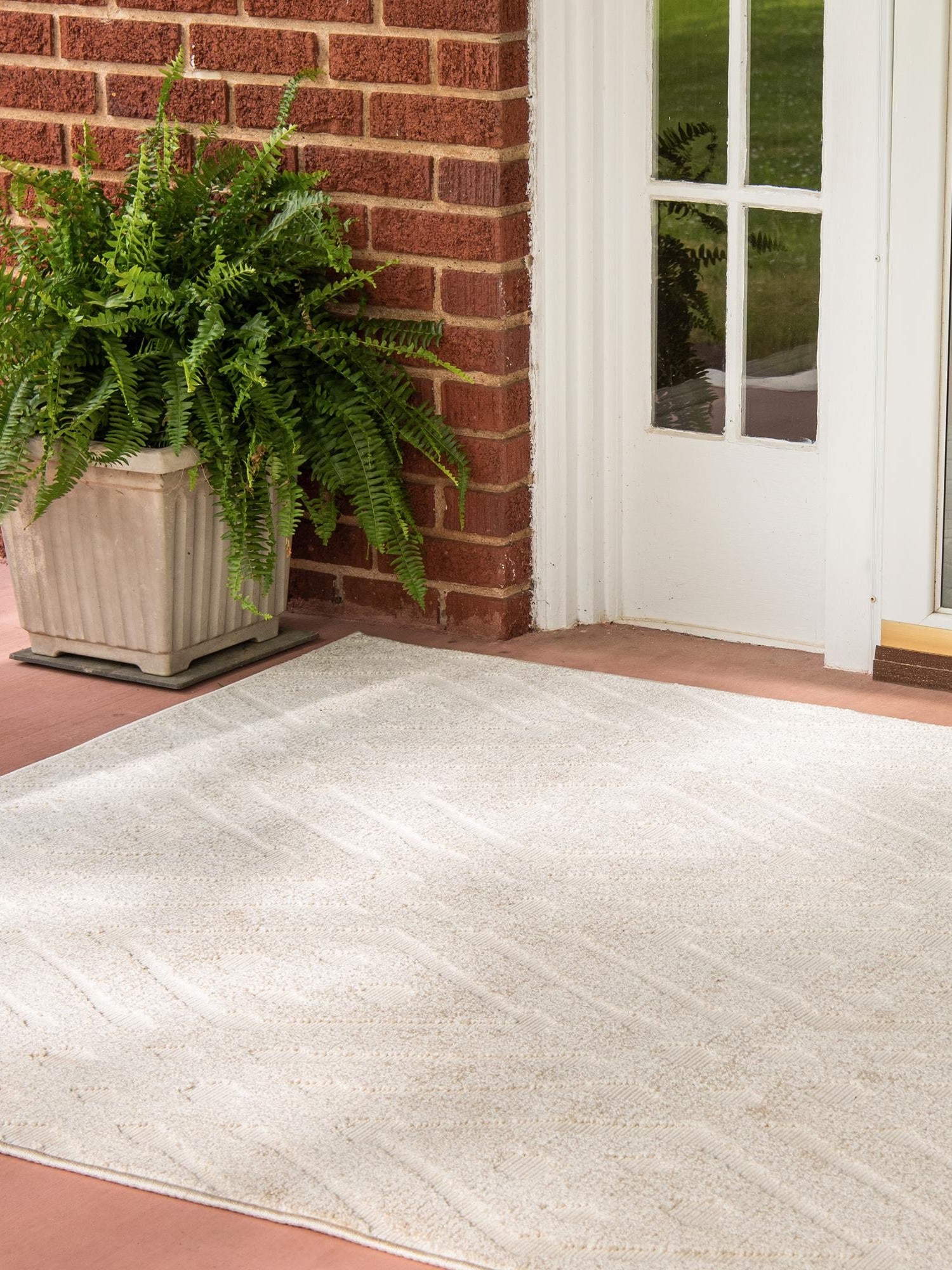 Beige 8' x 10' Sabrina Soto Outdoor Rectangle Area Rug Weather Resistant for Patio, Deck, Terrace, Balcony, Porch Durable Carpet for Exterior Home Design for Sale at Rug Engine