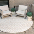 Beige 8' x 8' Sabrina Soto Outdoor Round Area Rug Weather Resistant for Patio, Deck, Terrace, Balcony, Porch Durable Carpet for Exterior Home Design for Sale at Rug Engine