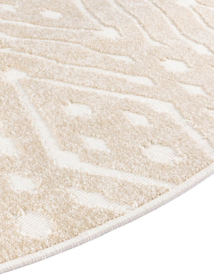 Beige 8' x 8' Sabrina Soto Outdoor Round Area Rug Weather Resistant for Patio, Deck, Terrace, Balcony, Porch Durable Carpet for Exterior Home Design for Sale at Rug Engine