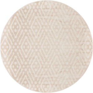 Beige 8' x 8' Sabrina Soto Outdoor Round Area Rug Weather Resistant for Patio, Deck, Terrace, Balcony, Porch Durable Carpet for Exterior Home Design for Sale at Rug Engine