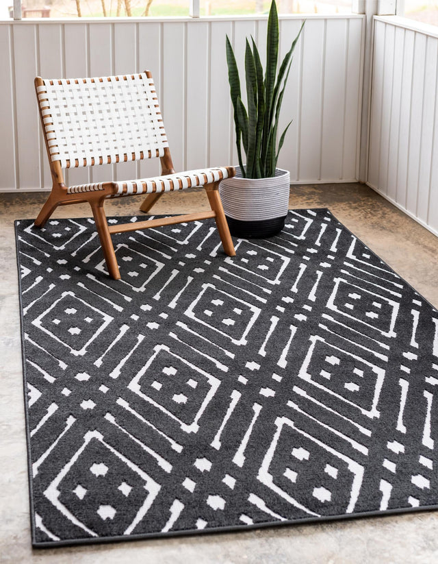 Black 1' 8 x 1' 8 Sabrina Soto Outdoor Sample Area Rug Weather Resistant for Patio, Deck, Terrace, Balcony, Porch Durable Carpet for Exterior Home Design for Sale at Rug Engine