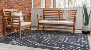 Black 5' 1 x 8' Sabrina Soto Outdoor Rectangle Area Rug Weather Resistant for Patio, Deck, Terrace, Balcony, Porch Durable Carpet for Exterior Home Design for Sale at Rug Engine