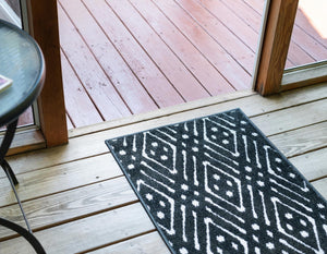 Black 2' x 6' 1 Sabrina Soto Outdoor Runner Area Rug Weather Resistant for Patio, Deck, Terrace, Balcony, Porch Durable Carpet for Exterior Home Design for Sale at Rug Engine