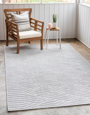 Gray 4' 1 x 6' 1 Sabrina Soto Outdoor Rectangle Area Rug Weather Resistant for Patio, Deck, Terrace, Balcony, Porch Durable Carpet for Exterior Home Design for Sale at Rug Engine