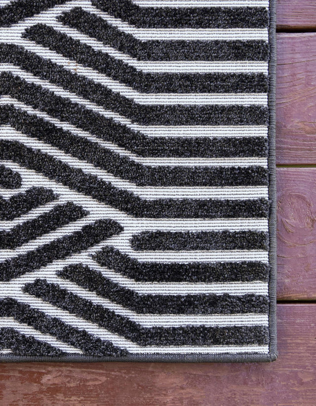 Black 4' 1 x 6' 1 Sabrina Soto Outdoor Rectangle Area Rug Weather Resistant for Patio, Deck, Terrace, Balcony, Porch Durable Carpet for Exterior Home Design for Sale at Rug Engine