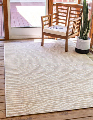 Beige 4' 1 x 6' 1 Sabrina Soto Outdoor Rectangle Area Rug Weather Resistant for Patio, Deck, Terrace, Balcony, Porch Durable Carpet for Exterior Home Design for Sale at Rug Engine