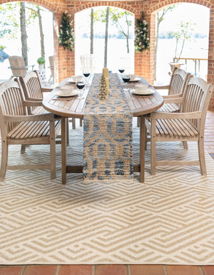 Beige 5' 1 x 8' Sabrina Soto Outdoor Rectangle Area Rug Weather Resistant for Patio, Deck, Terrace, Balcony, Porch Durable Carpet for Exterior Home Design for Sale at Rug Engine