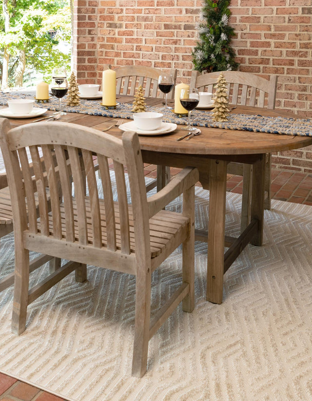 Beige 9' x 12' Sabrina Soto Outdoor Rectangle Area Rug Weather Resistant for Patio, Deck, Terrace, Balcony, Porch Durable Carpet for Exterior Home Design for Sale at Rug Engine