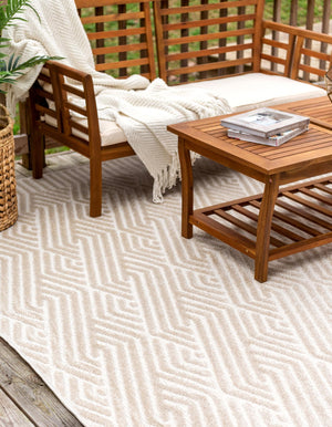 Beige 5' 1 x 8' Sabrina Soto Outdoor Rectangle Area Rug Weather Resistant for Patio, Deck, Terrace, Balcony, Porch Durable Carpet for Exterior Home Design for Sale at Rug Engine
