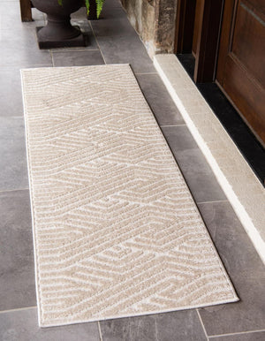 Beige 2' x 8' Sabrina Soto Outdoor Runner Area Rug Weather Resistant for Patio, Deck, Terrace, Balcony, Porch Durable Carpet for Exterior Home Design for Sale at Rug Engine