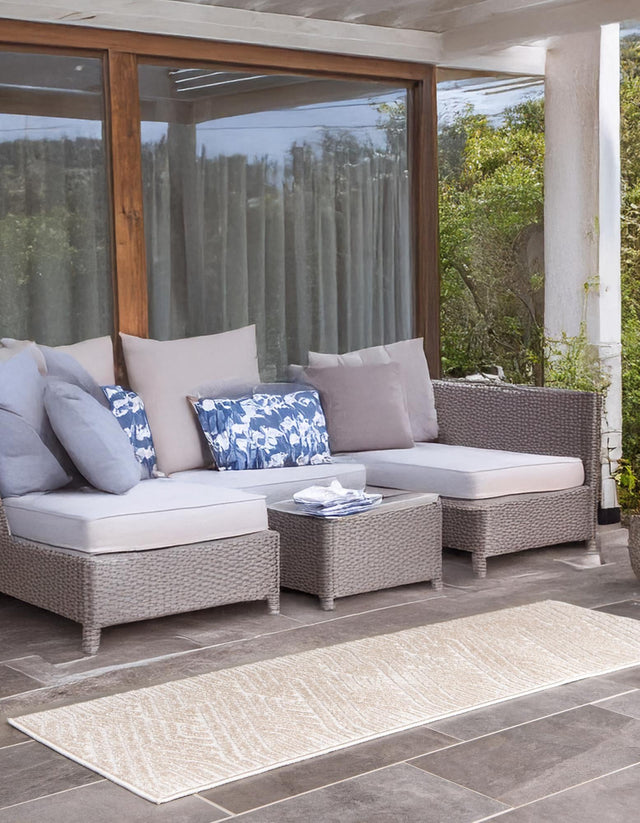 Beige 2' x 8' Sabrina Soto Outdoor Runner Area Rug Weather Resistant for Patio, Deck, Terrace, Balcony, Porch Durable Carpet for Exterior Home Design for Sale at Rug Engine