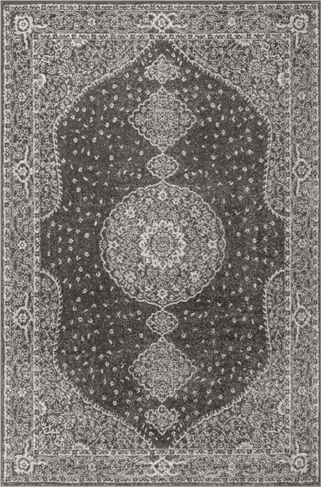Dark Gray 6' 1 x 9' Bromley Rectangle Area Rug 100% Polypropylene With Cotton Backing Vintage Distressed Colorful Traditional Carpet for Living Dining Rooms Offices for Sale at Rug Engine