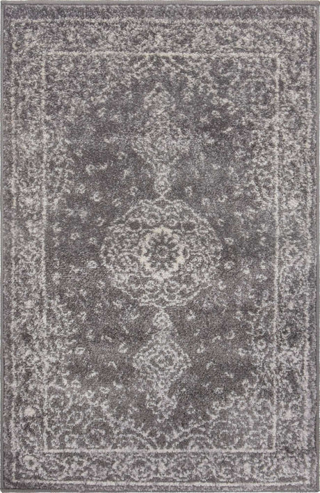 Dark Gray 2' x 3' 1 Bromley Rectangle Area Rug 100% Polypropylene With Cotton Backing Vintage Distressed Colorful Traditional Carpet for Living Dining Rooms Offices for Sale at Rug Engine