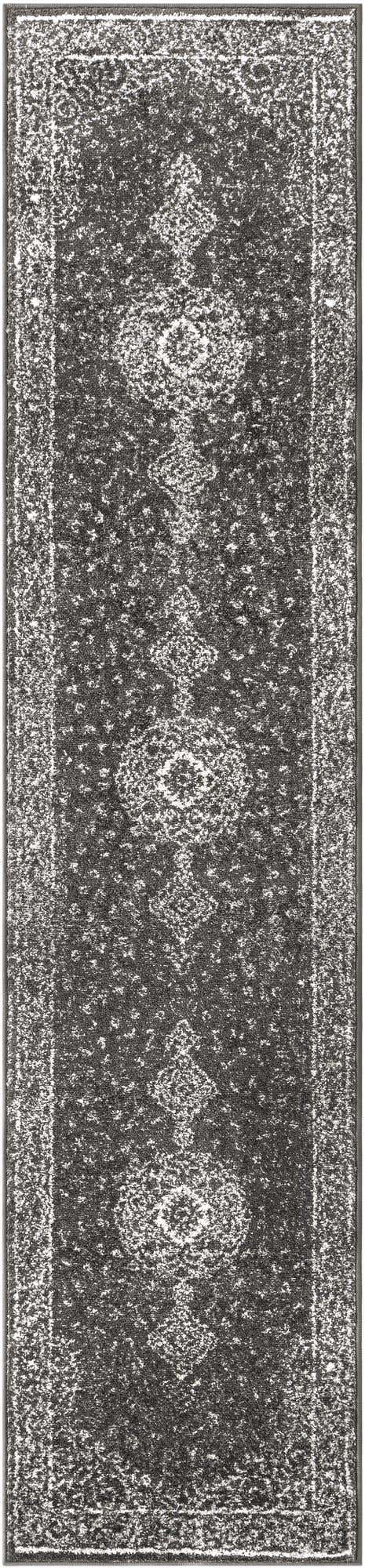 Dark Gray 2' x 8' 8 Bromley Runner Area Rug 100% Polypropylene With Cotton Backing Vintage Distressed Colorful Traditional Carpet for Living Dining Rooms Offices for Sale at Rug Engine