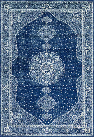 Navy Blue 7' 1 x 10' Bromley Rectangle Area Rug 100% Polypropylene With Cotton Backing Vintage Distressed Colorful Traditional Carpet for Living Dining Rooms Offices for Sale at Rug Engine