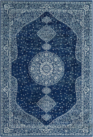 Navy Blue 6' 1 x 9' Bromley Rectangle Area Rug 100% Polypropylene With Cotton Backing Vintage Distressed Colorful Traditional Carpet for Living Dining Rooms Offices for Sale at Rug Engine