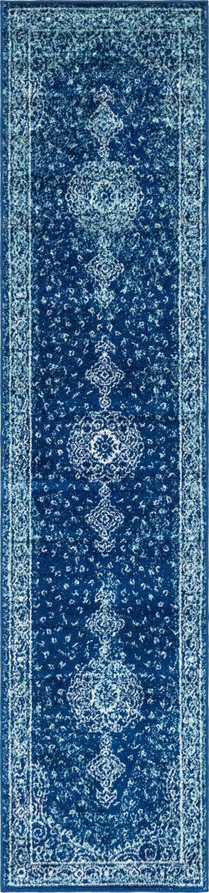 Navy Blue 2' x 9' Bromley Runner Area Rug 100% Polypropylene With Cotton Backing Vintage Distressed Colorful Traditional Carpet for Living Dining Rooms Offices for Sale at Rug Engine