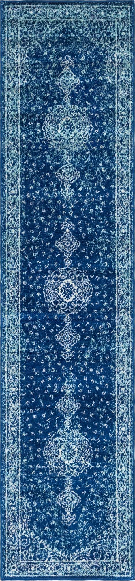 Navy Blue 2' x 9' Bromley Runner Area Rug 100% Polypropylene With Cotton Backing Vintage Distressed Colorful Traditional Carpet for Living Dining Rooms Offices for Sale at Rug Engine